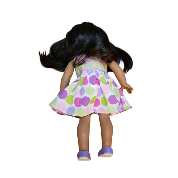 American Girl Doll Brown Hair W/ Colorful Dress 18" Dress w/ Shoes Flawed - Picture 7 of 12